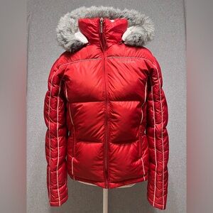 Red Down Fleece Jacket Coat Southpole Hooded Ski Teen Small Women XS VTG Y2K